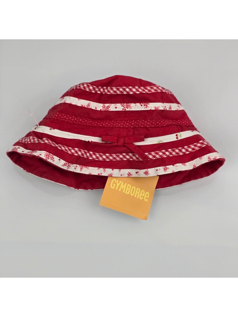 NWT Gymboree Good Old Days 6-12 Months Red Cherry Mixed Print Trim Bucket Hat